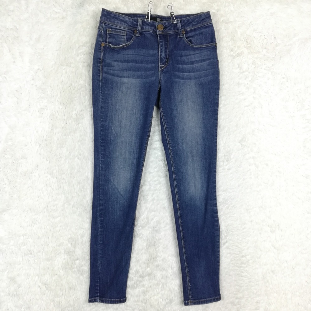 1822 Denim Womens Jeans Adrianna Skinny Blue Denim Whiskering Low Rise 6